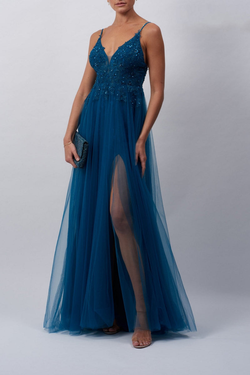 Petrol blue shop prom dress