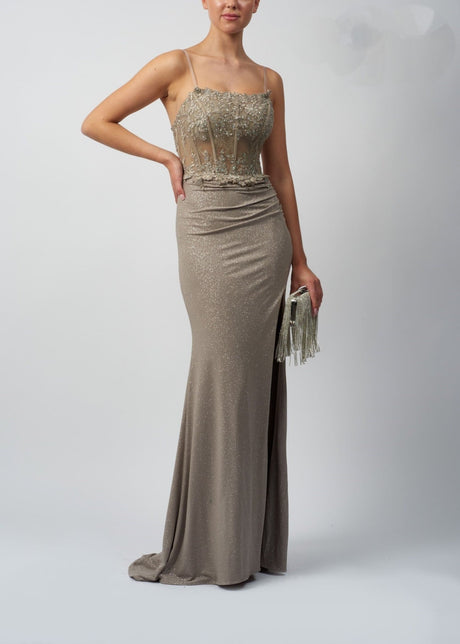 Beige prom dress sale