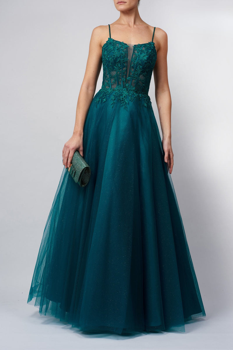 Forest Green Tulle Ballgown MC119511 - Cargo Clothing