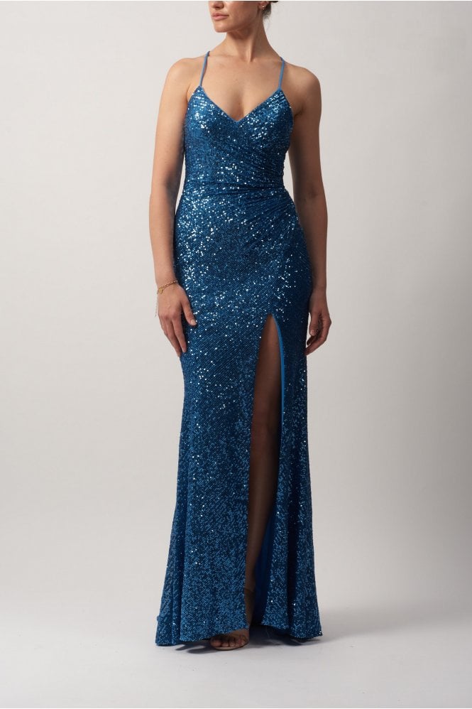 Steel blue sequin dress sale