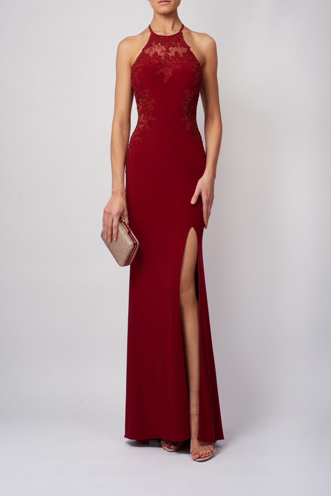 Wine MC112939 keyhole lace top dress - Cargo Clothing